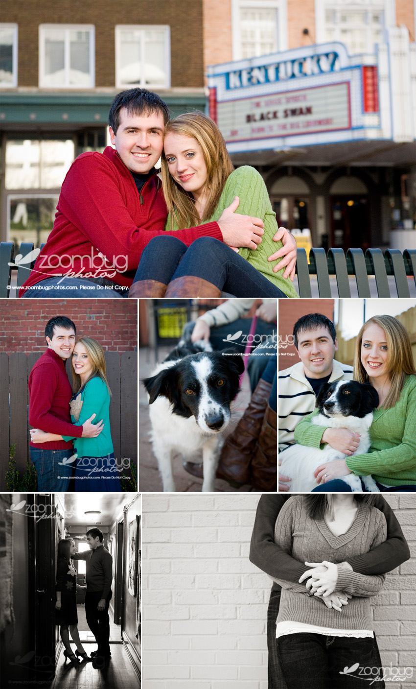 engaged couple with dog pics